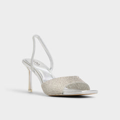 Aldo Andyana Silver Women's Strappy sandals - Slingback heeled sandal, Stiletto heel Women