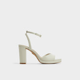 Aldo Gracious White/Bone Women's Block heels - Strappy heeled sandal, Block heel Women