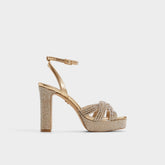 Aldo Shimma Gold Women's Iridescent metallics - Strappy heeled sandal, Platform Women