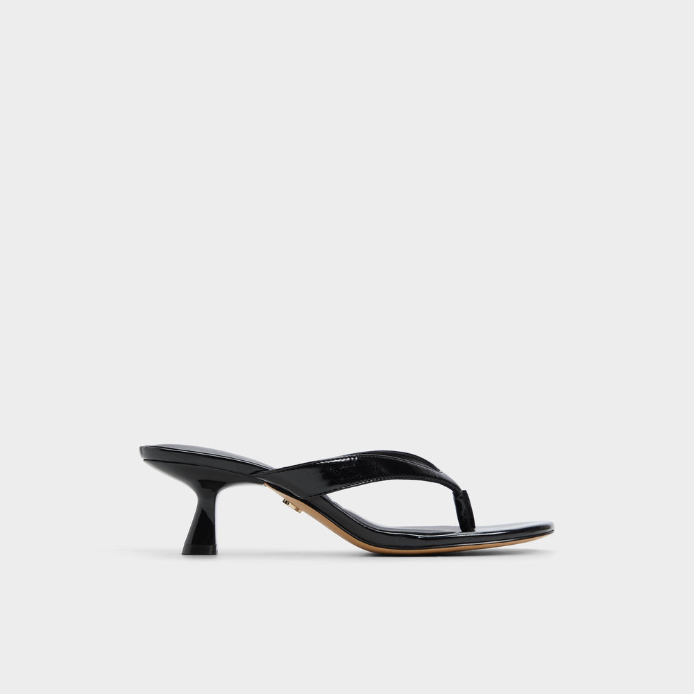 Aldo Jump Black Women's Strappy sandals - Heeled flip flop, Kitten heel Women
