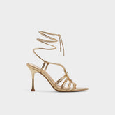 Aldo Curacao in Gold - Strappy heeled sandal, Stiletto heel Women|New