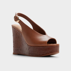 Aldo Tatianah in Dark Brown - Sling back heeled sandal, Wedge heel Women