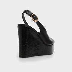 Aldo Tatianah in Black - Sling back heeled sandal, Wedge heel Women