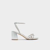 Aldo Bouclette Silver Women's Block heels - Strappy heeled sandal, Block heel Women