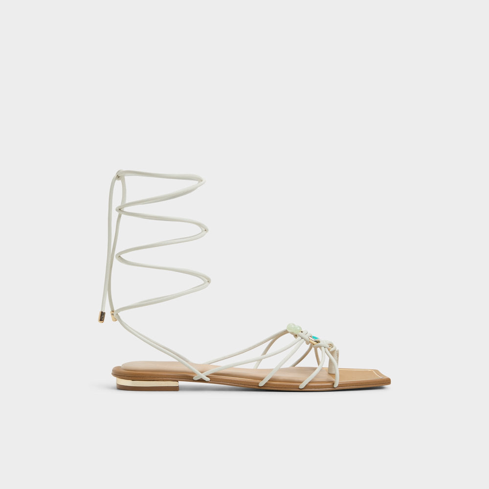 Aldo Nirena White/Bone Women's Flats - Strappy flat sandal Women