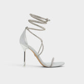 Aldo Caladonia Silver Women's Iridescent metallics - Strappy heeled sandal, Stiletto heel Women