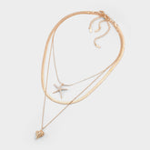Aldo Seascharms Gold/Clear Multi Women's Necklaces - Layered necklace Women|Accessories