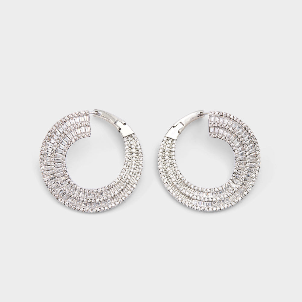 Aldo Caldy Silver/Clear Multi Women's Earrings - Hoop earrings Women|Accessories