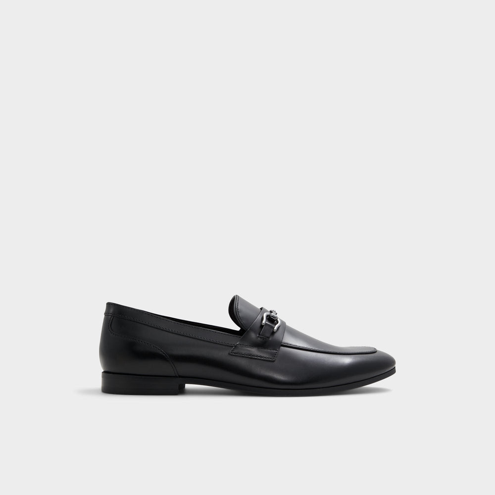 Aldo Marinho Open Black Leather Smooth Men's Dress Shoes - Loafer Men