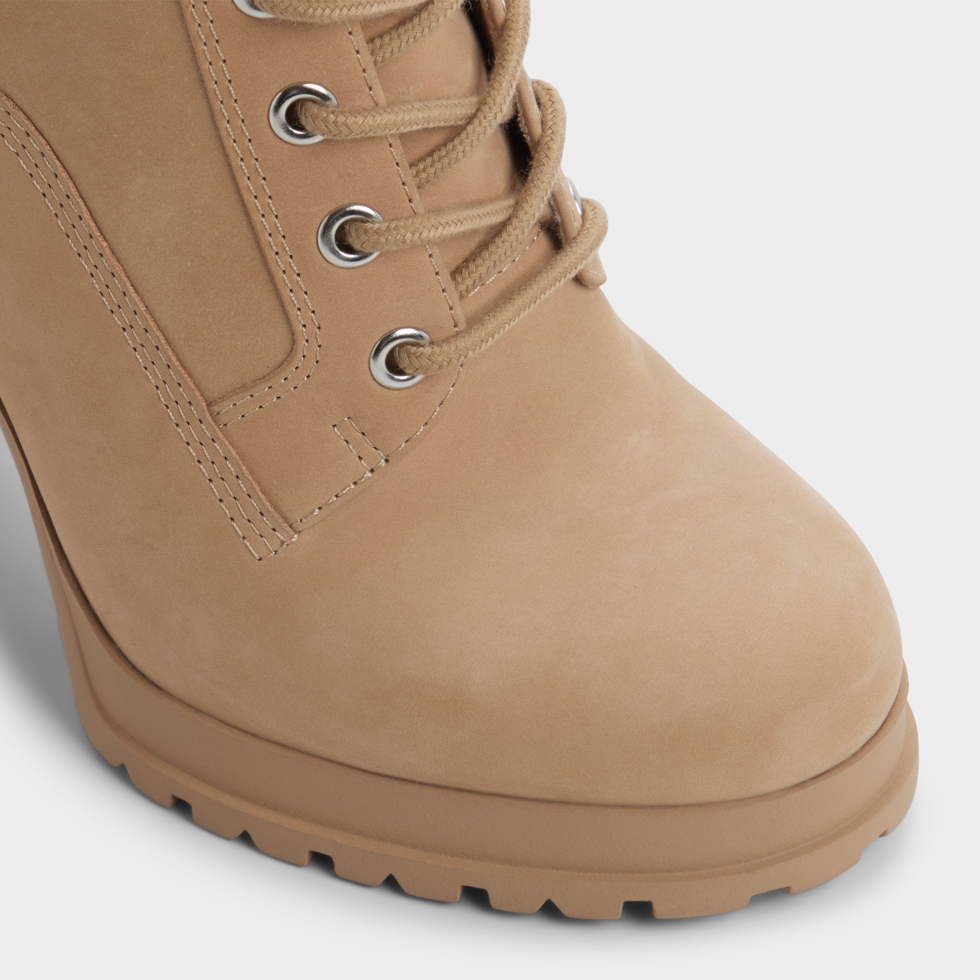 Aldo Rebelliously in Medium Beige - Combat ankle boot, Lug sole Women