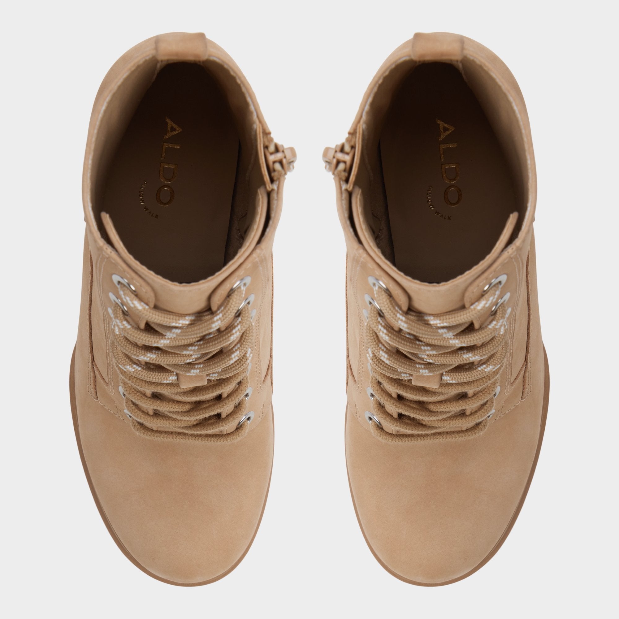 Aldo Rebelliously in Medium Beige - Combat ankle boot, Lug sole Women