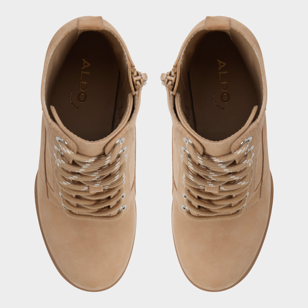 Aldo Rebelliously in Medium Beige - Combat ankle boot, Lug sole Women