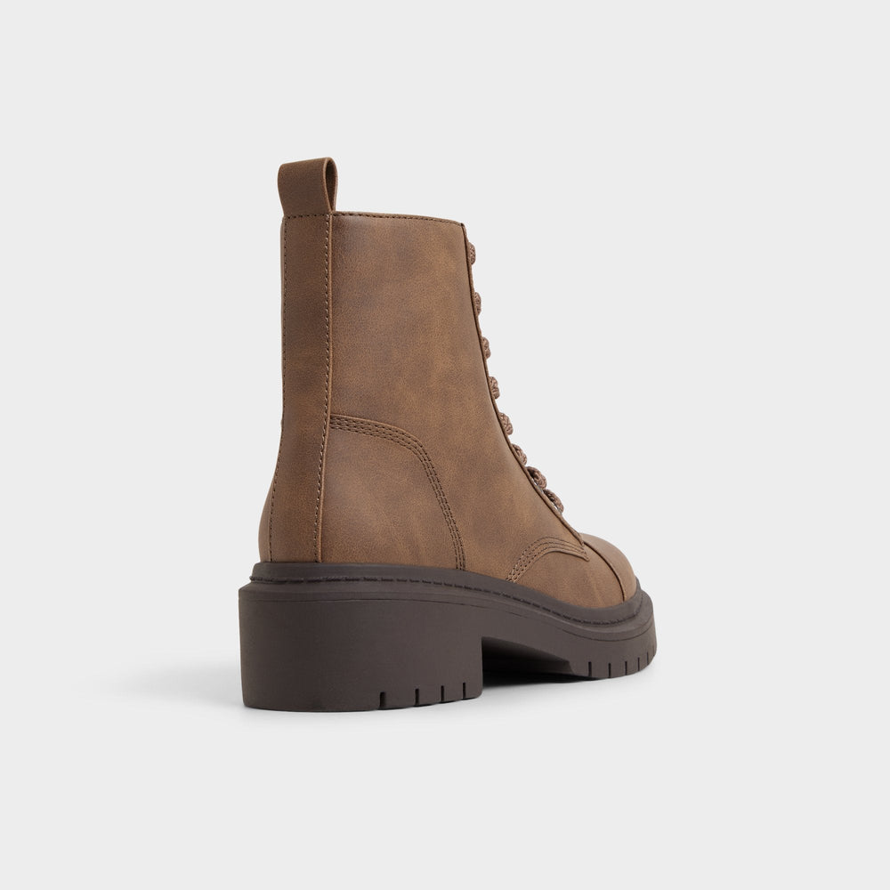 Aldo Goer in Medium Brown - Combat ankle boot, Lug sole Women