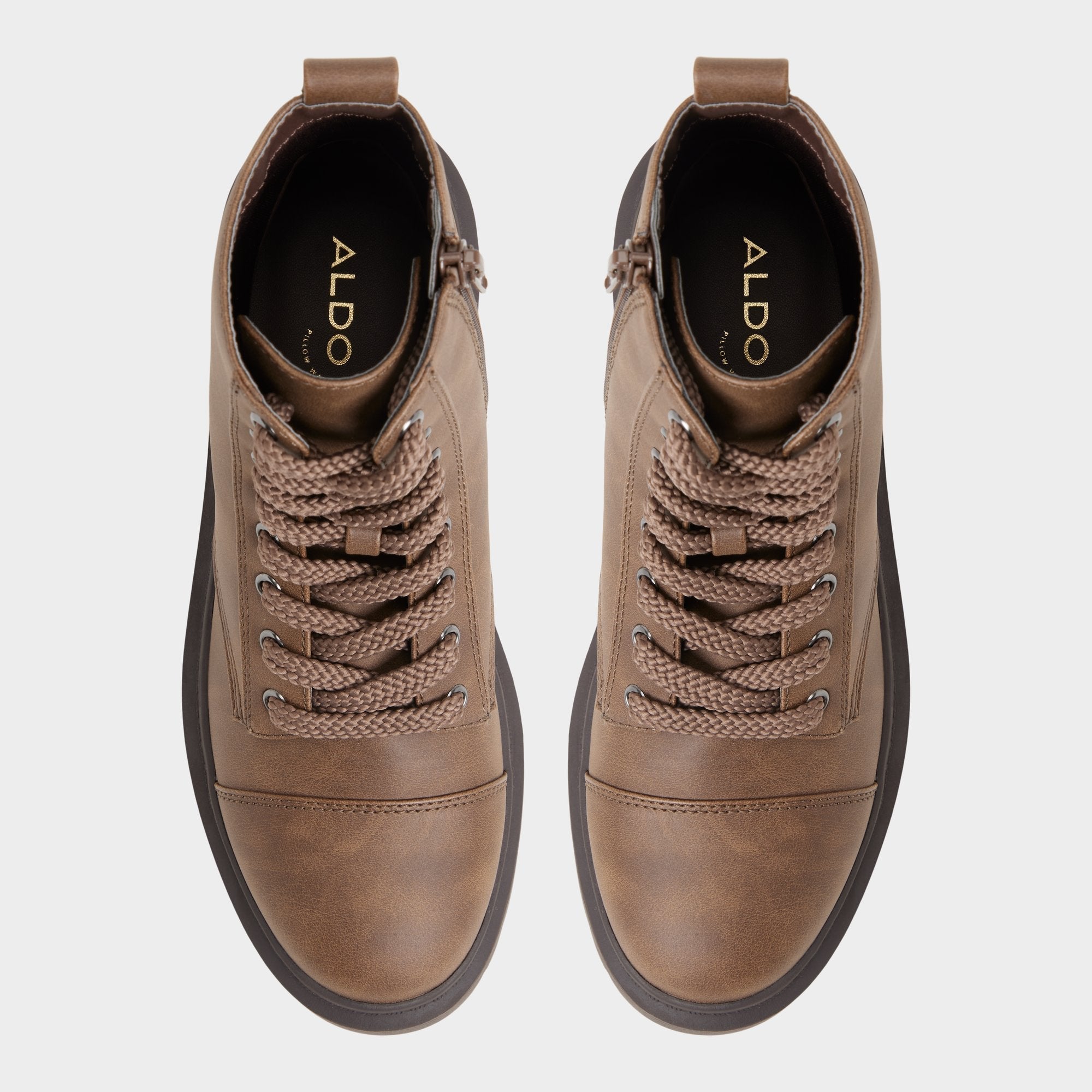 Aldo Goer in Medium Brown - Combat ankle boot, Lug sole Women