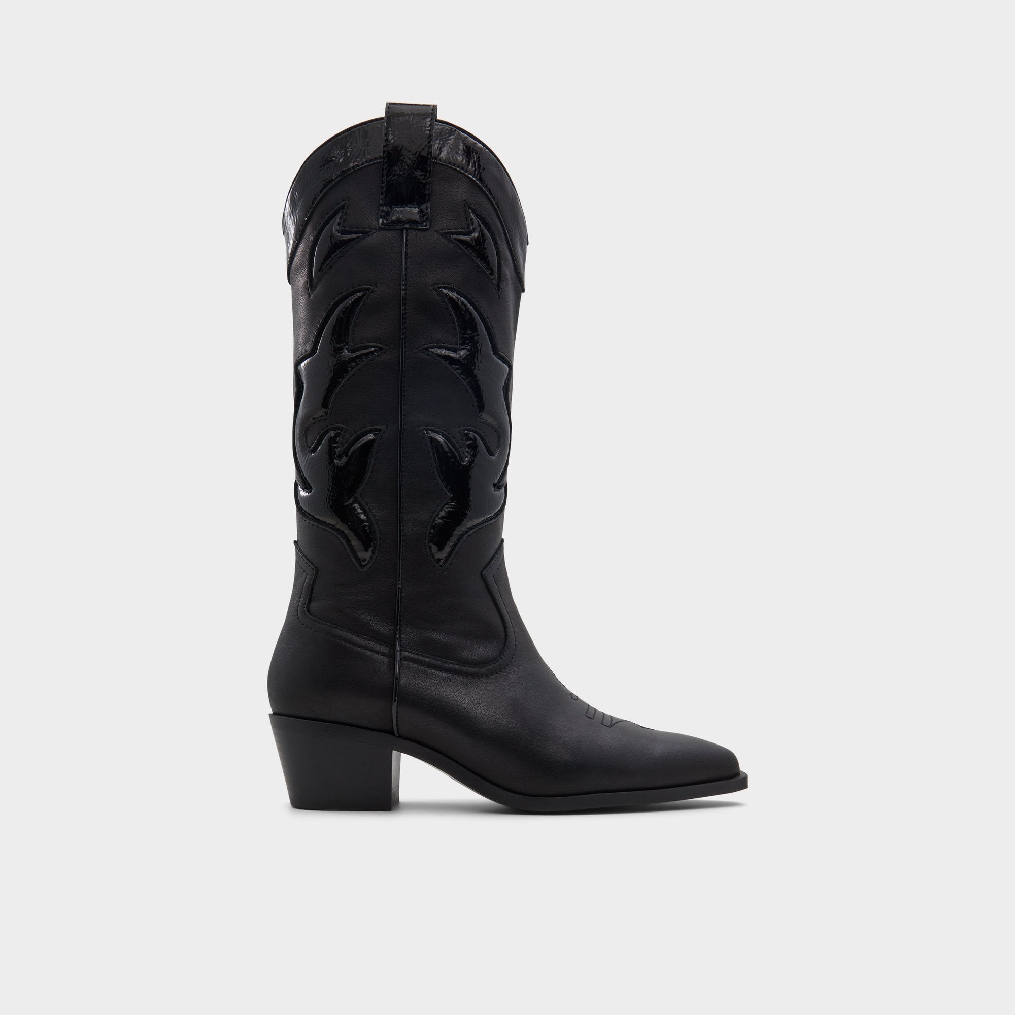Aldo Nebraska Black Women's Western - Mid-calf western boot, Block heel Women