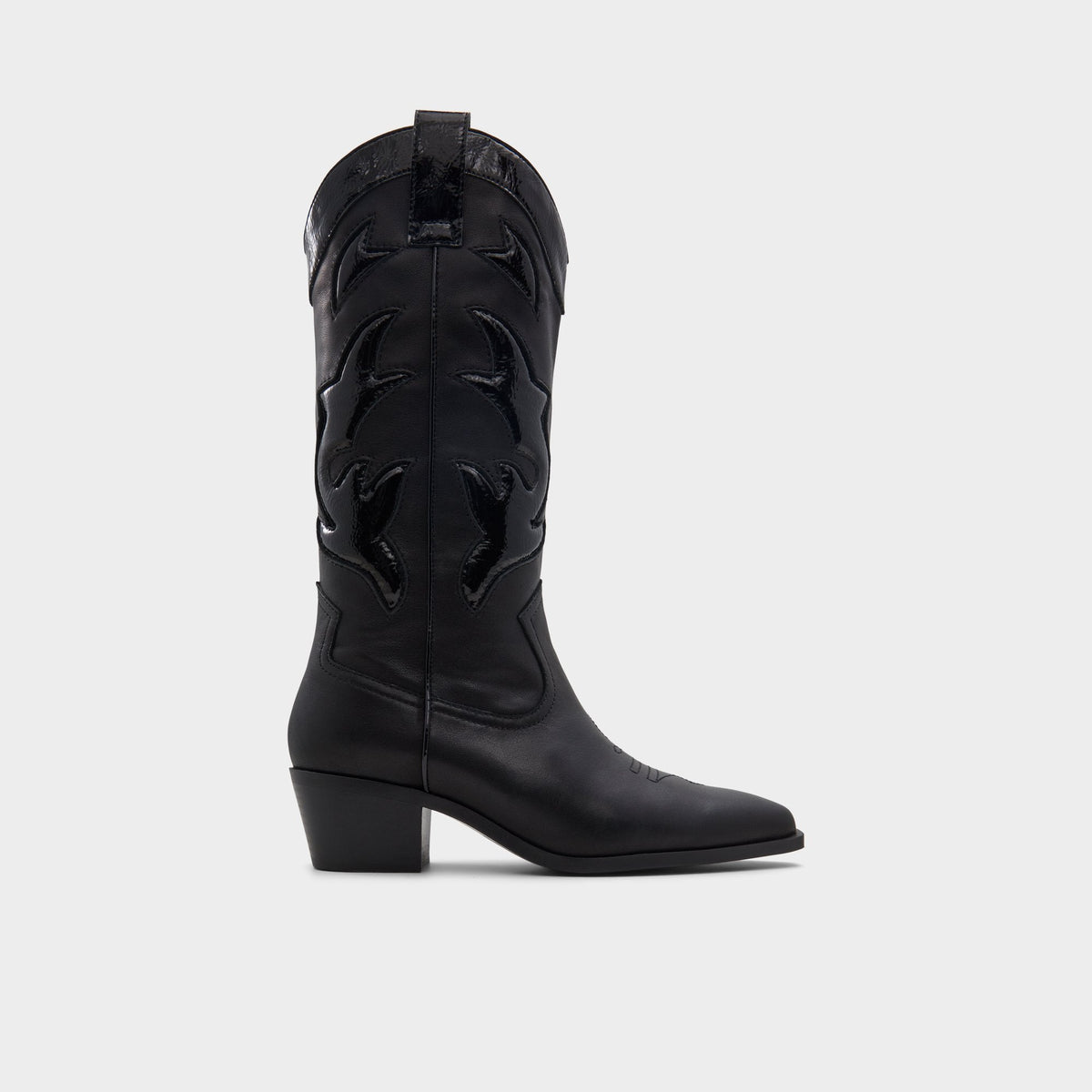 Aldo Nebraska Black Women's Western - Mid-calf western boot, Block heel Women