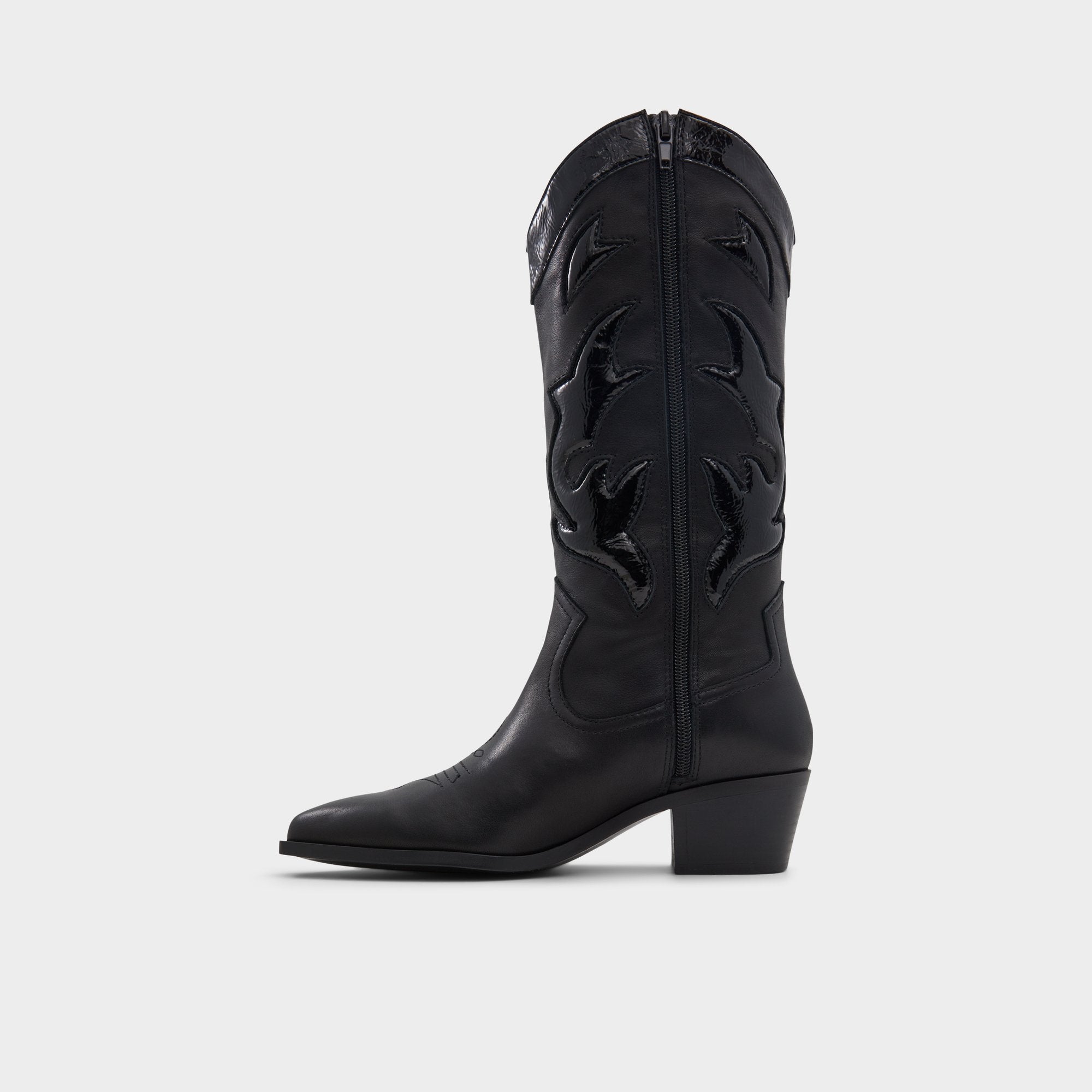 Aldo Nebraska Black Women's Western - Mid-calf western boot, Block heel Women