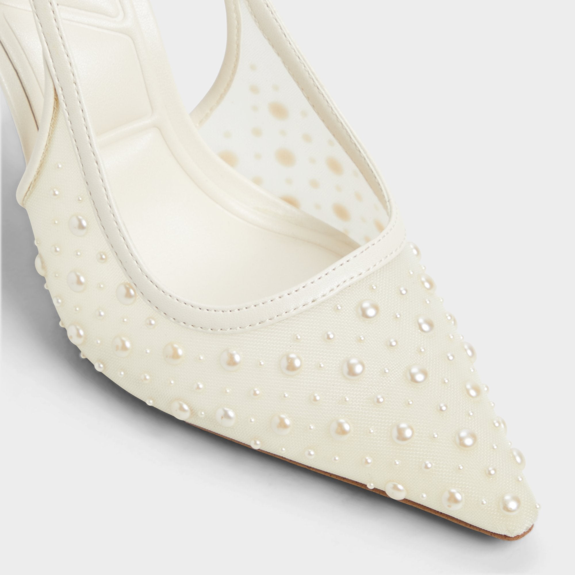 Aldo Pearlescent Other White Textile Mesh Women's Slingbacks - Slingback heel Women