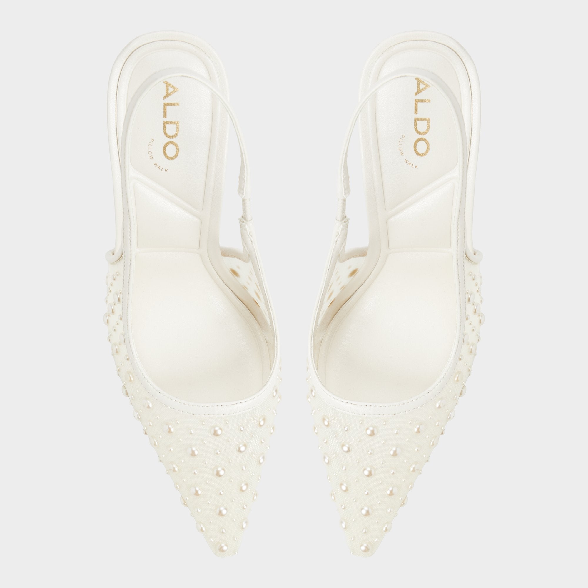 Aldo Pearlescent Other White Textile Mesh Women's Slingbacks - Slingback heel Women