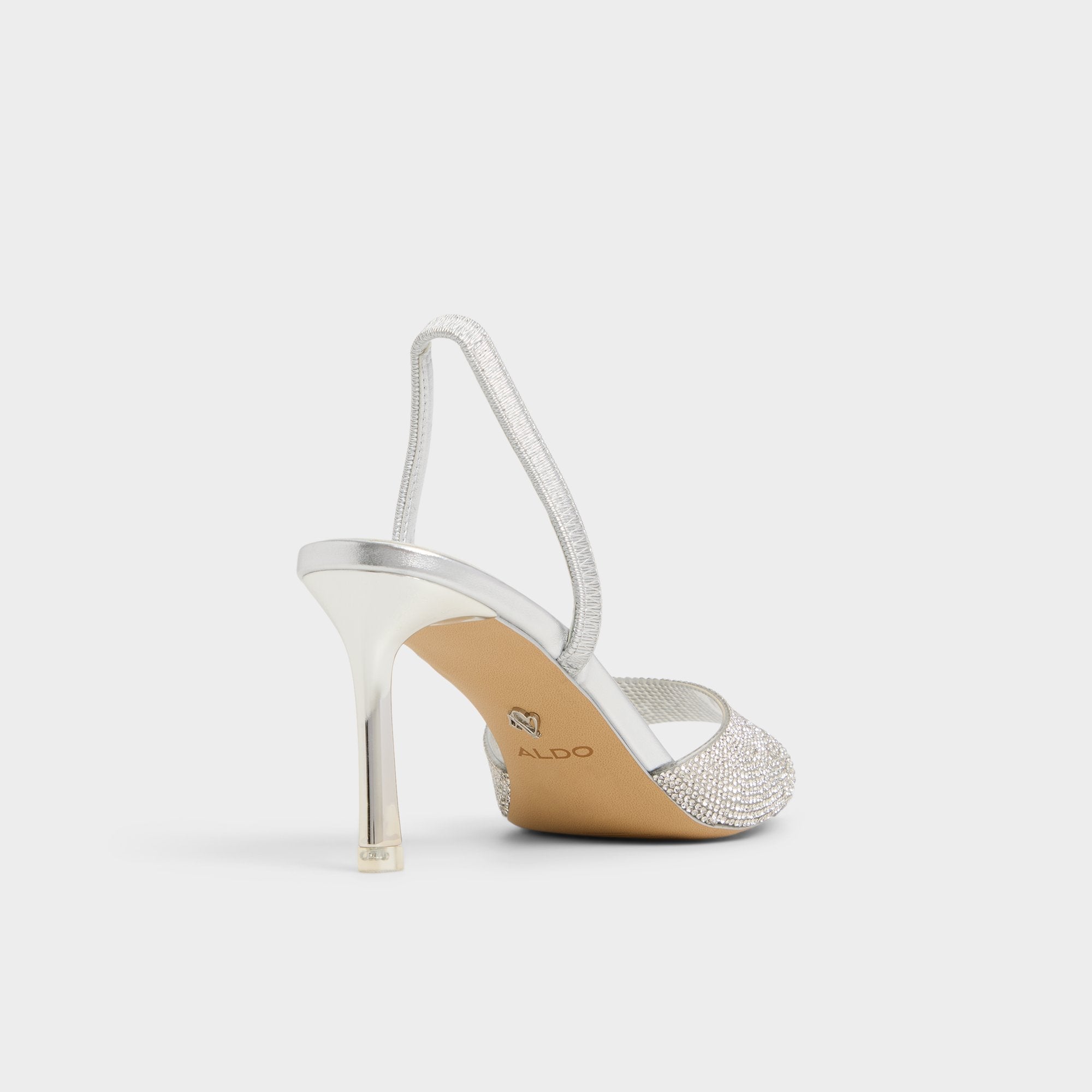 Aldo Andyana Silver Women's Strappy sandals - Slingback heeled sandal, Stiletto heel Women
