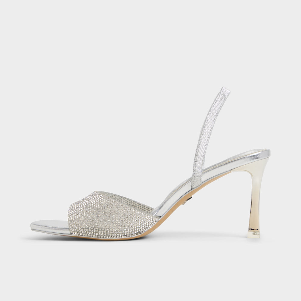 Aldo Andyana Silver Women's Strappy sandals - Slingback heeled sandal, Stiletto heel Women