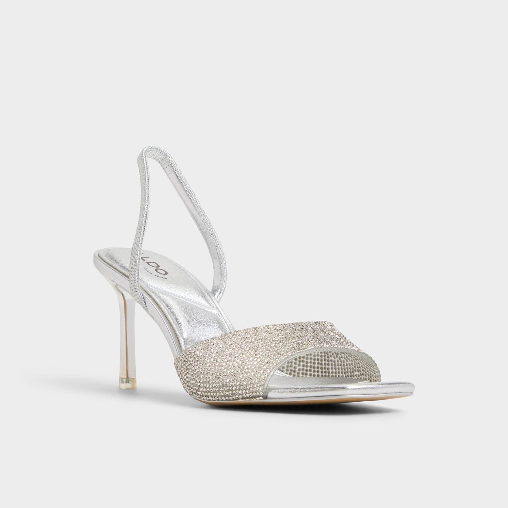 Aldo Andyana Silver Women's Strappy sandals - Slingback heeled sandal, Stiletto heel Women