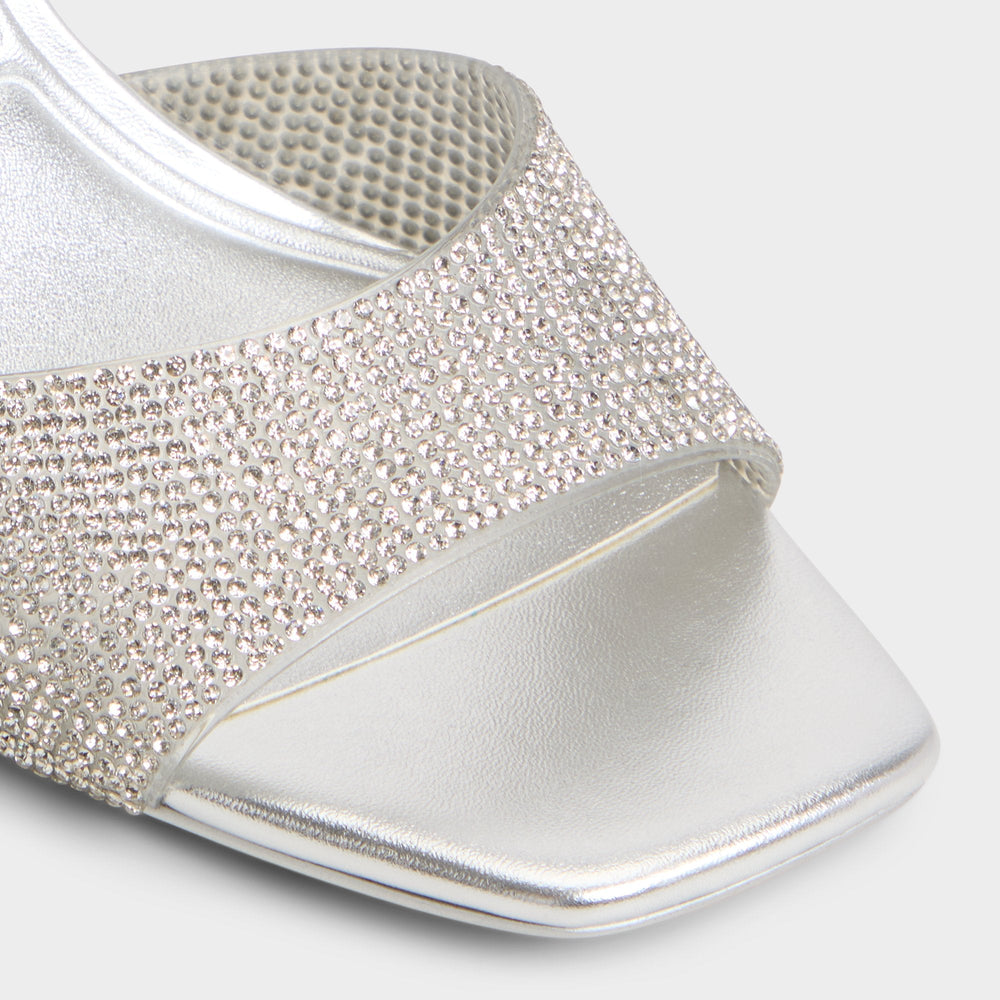 Aldo Andyana Silver Women's Strappy sandals - Slingback heeled sandal, Stiletto heel Women