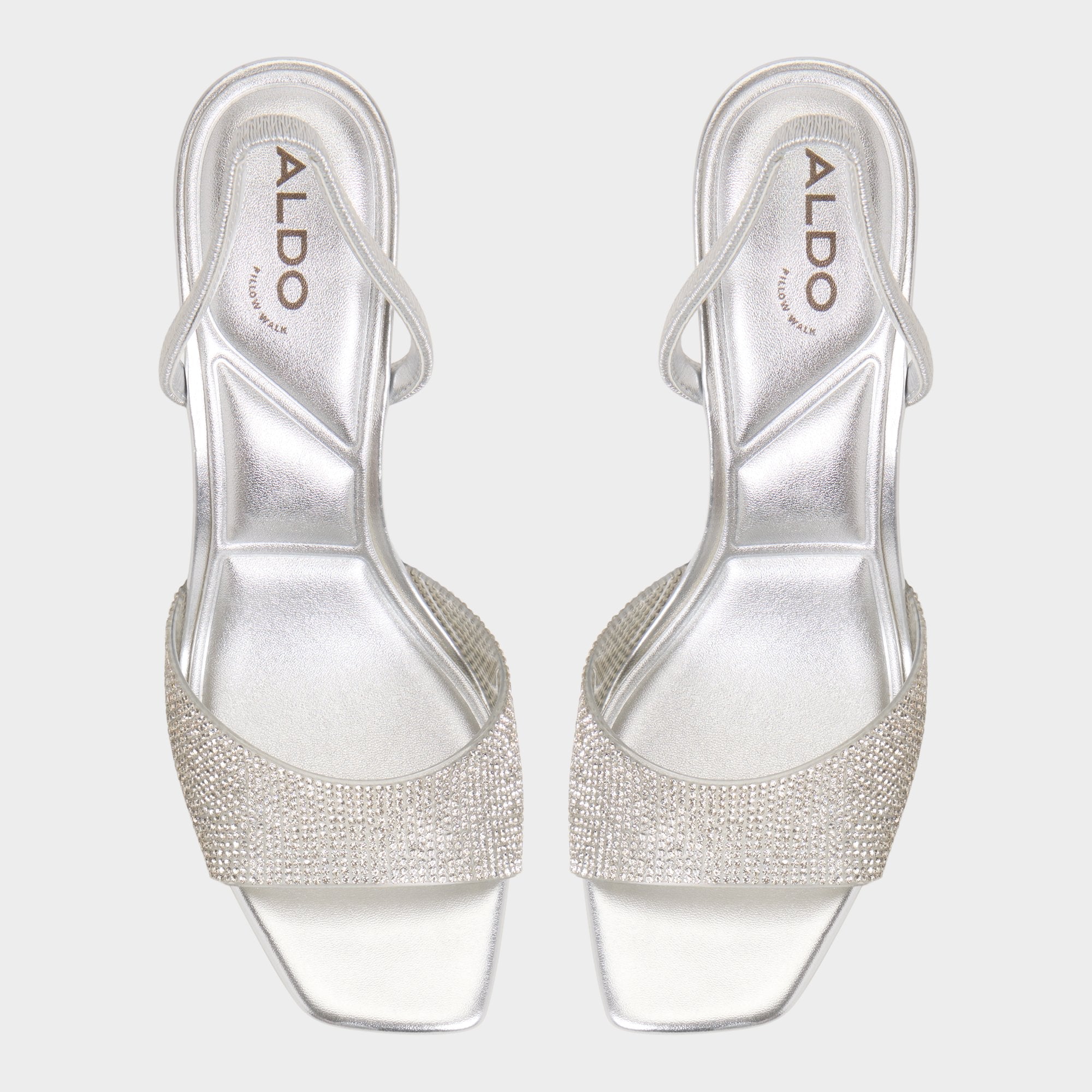 Aldo Andyana Silver Women's Strappy sandals - Slingback heeled sandal, Stiletto heel Women