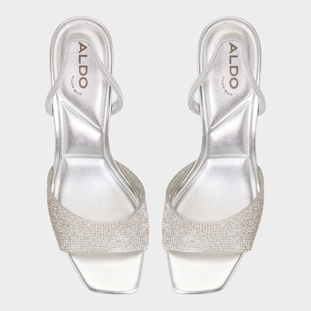 Aldo Andyana Silver Women's Strappy sandals - Slingback heeled sandal, Stiletto heel Women