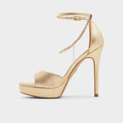 Aldo Afumeth Gold Women's Platform sandals - Strappy heeled sandal, Stiletto platform Women