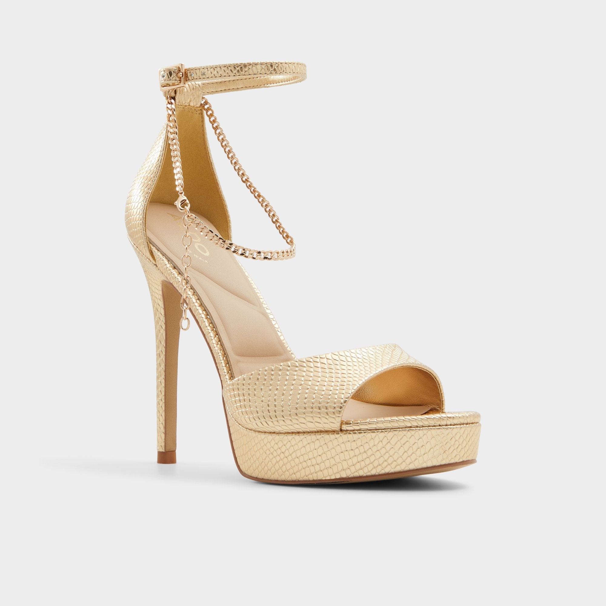 Aldo Afumeth Gold Women's Platform sandals - Strappy heeled sandal, Stiletto platform Women