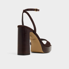 Aldo Lothon Dark Brown Women's Platform sandals - Strappy heeled sandal, Platform Women