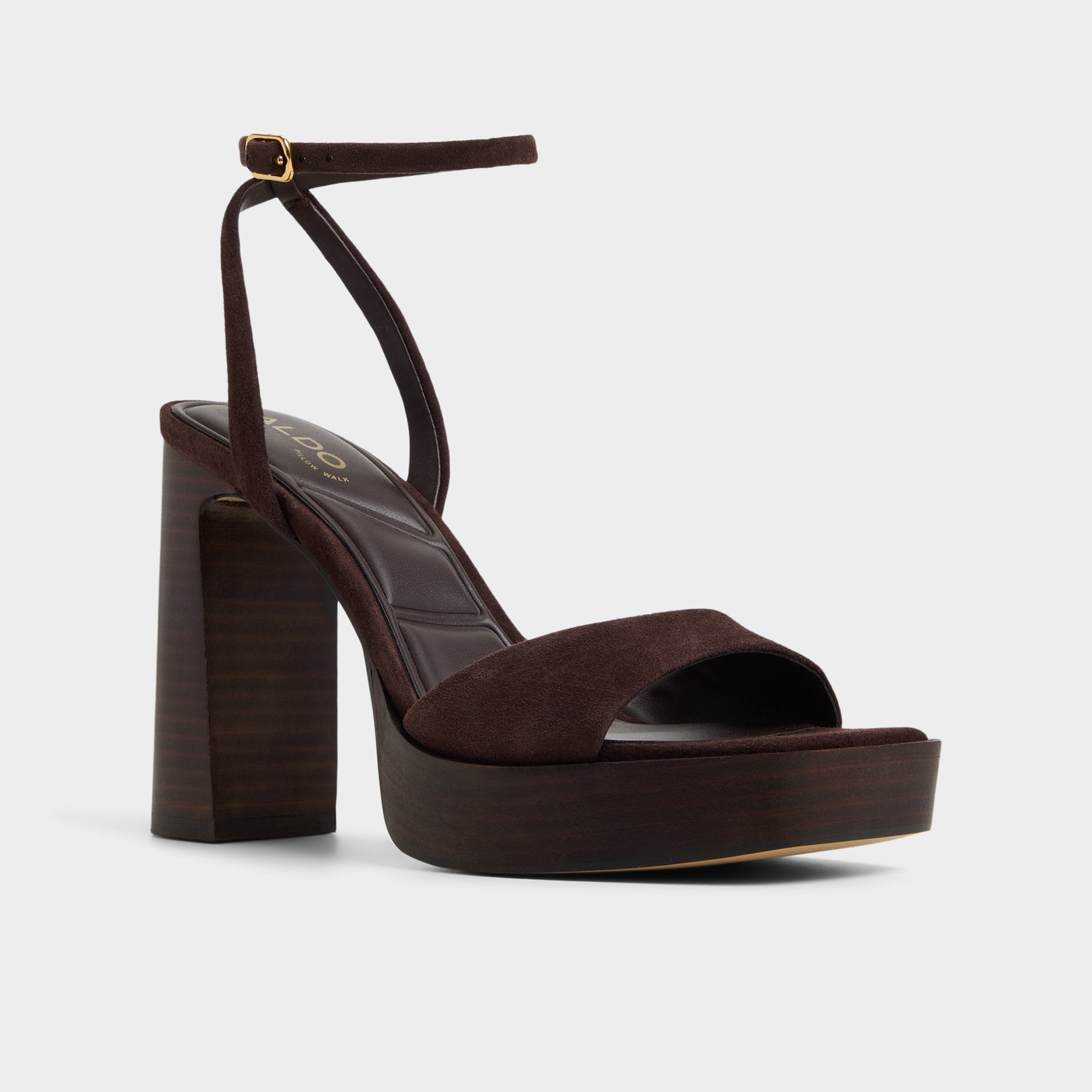 Aldo Lothon Dark Brown Women's Platform sandals - Strappy heeled sandal, Platform Women