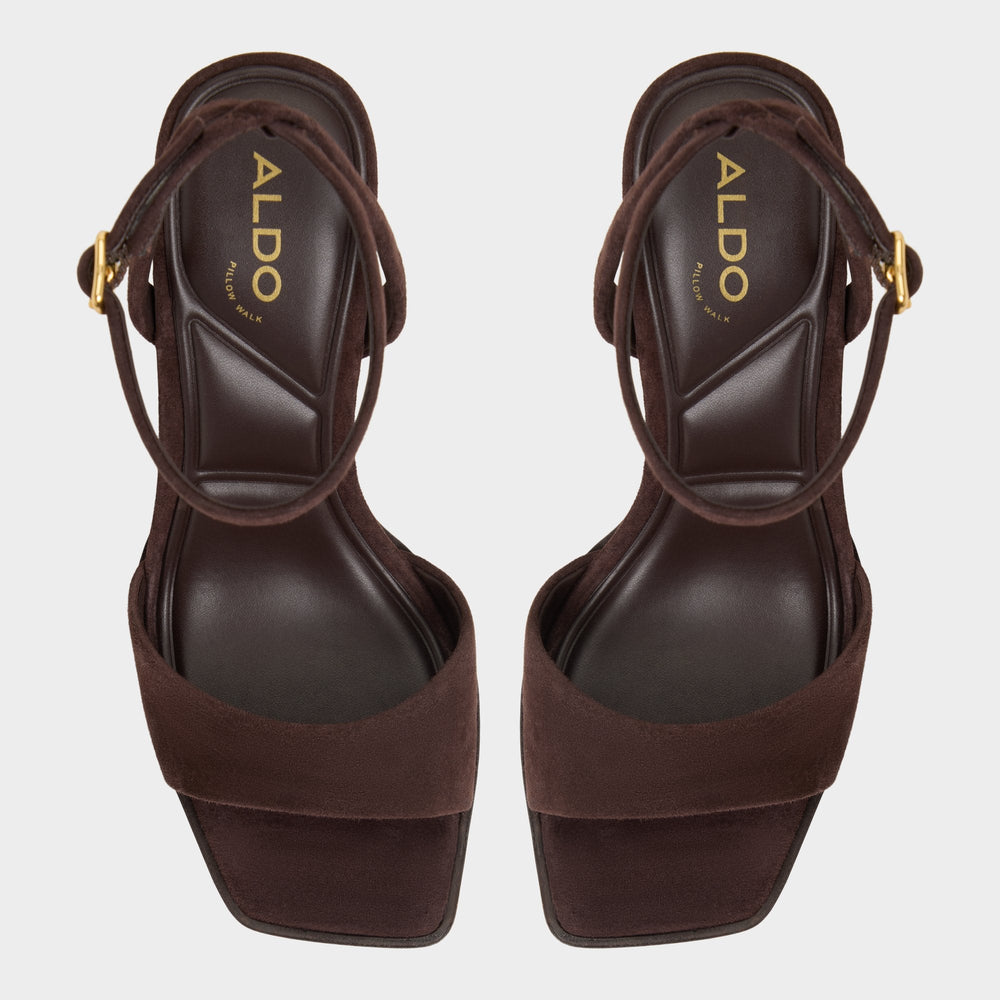 Aldo Lothon Dark Brown Women's Platform sandals - Strappy heeled sandal, Platform Women