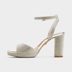 Aldo Alluring Silver Women's Iridescent metallics - Strappy heeled sandal, Platform Women