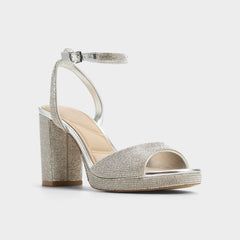 Aldo Alluring Silver Women's Iridescent metallics - Strappy heeled sandal, Platform Women
