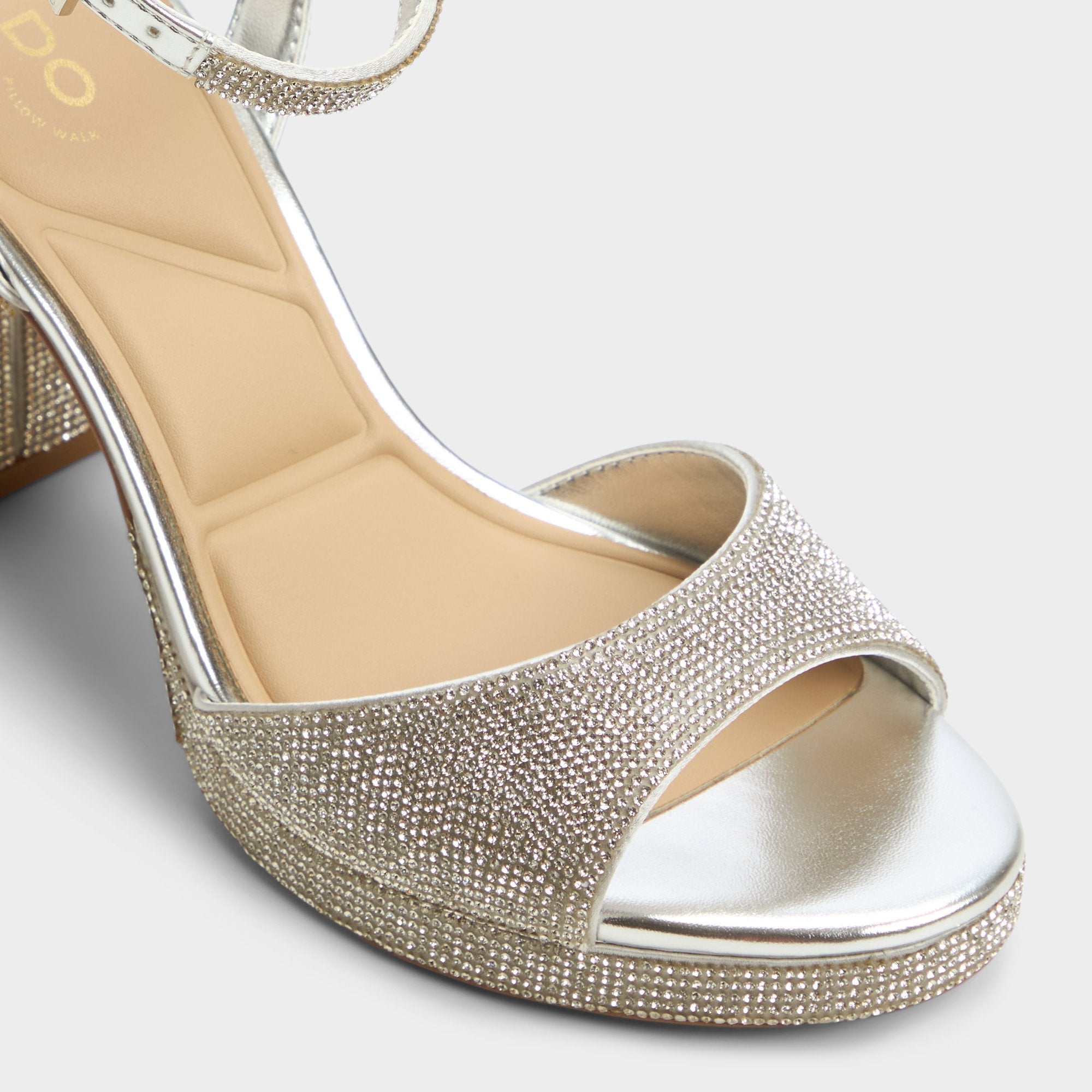 Aldo Alluring Silver Women's Iridescent metallics - Strappy heeled sandal, Platform Women