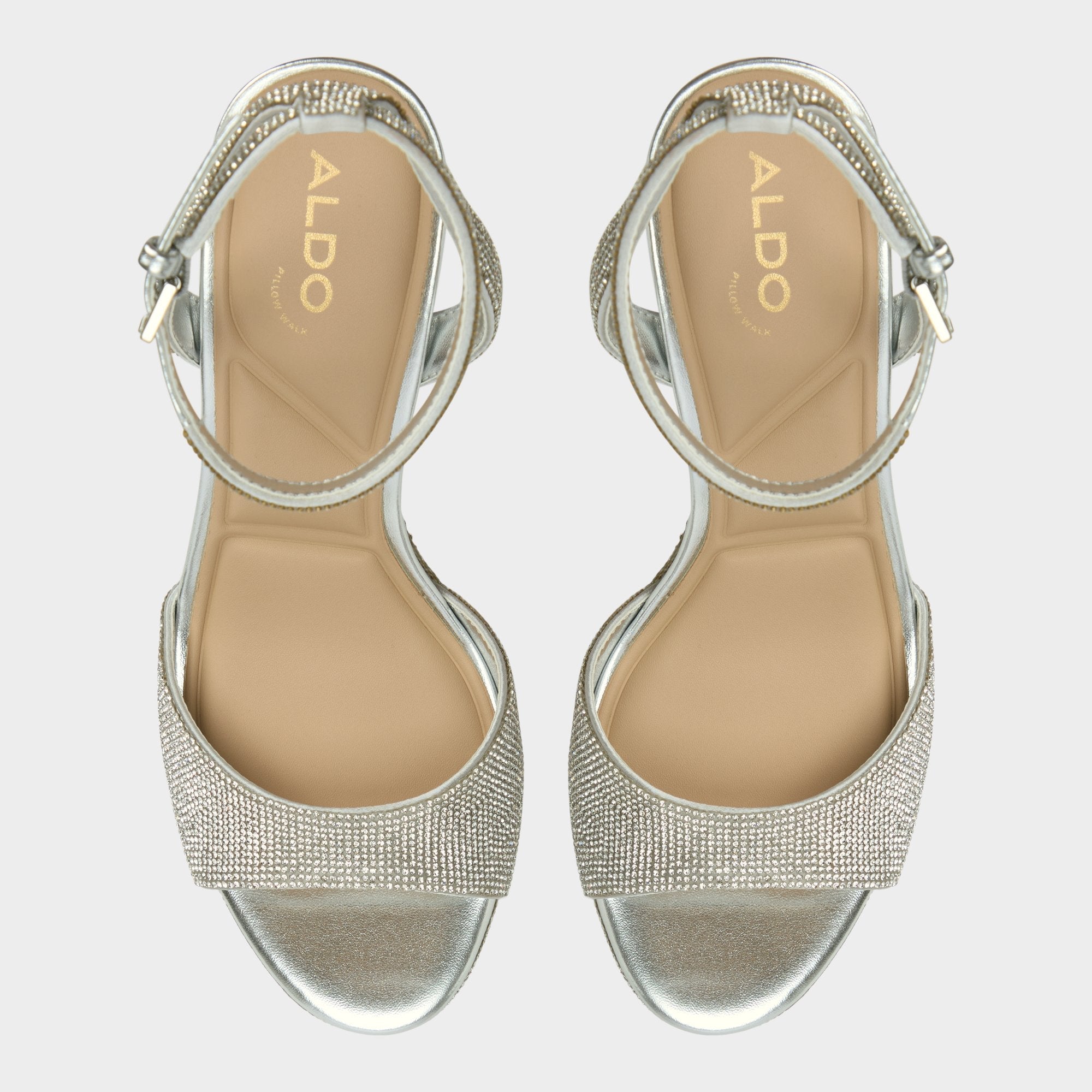 Aldo Alluring Silver Women's Iridescent metallics - Strappy heeled sandal, Platform Women