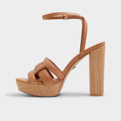 Aldo Valaberel Medium Brown Women's Platform sandals - Strappy heeled sandal, Platform Women