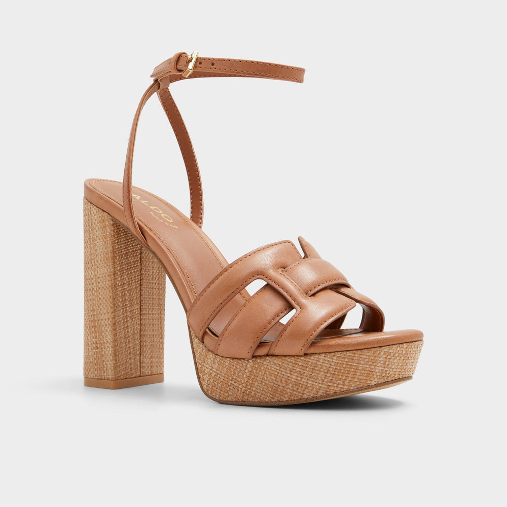 Aldo Valaberel Medium Brown Women's Platform sandals - Strappy heeled sandal, Platform Women