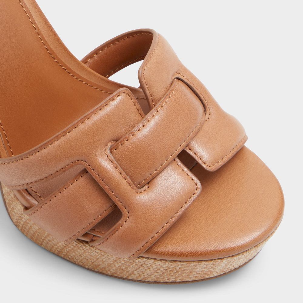 Aldo Valaberel Medium Brown Women's Platform sandals - Strappy heeled sandal, Platform Women