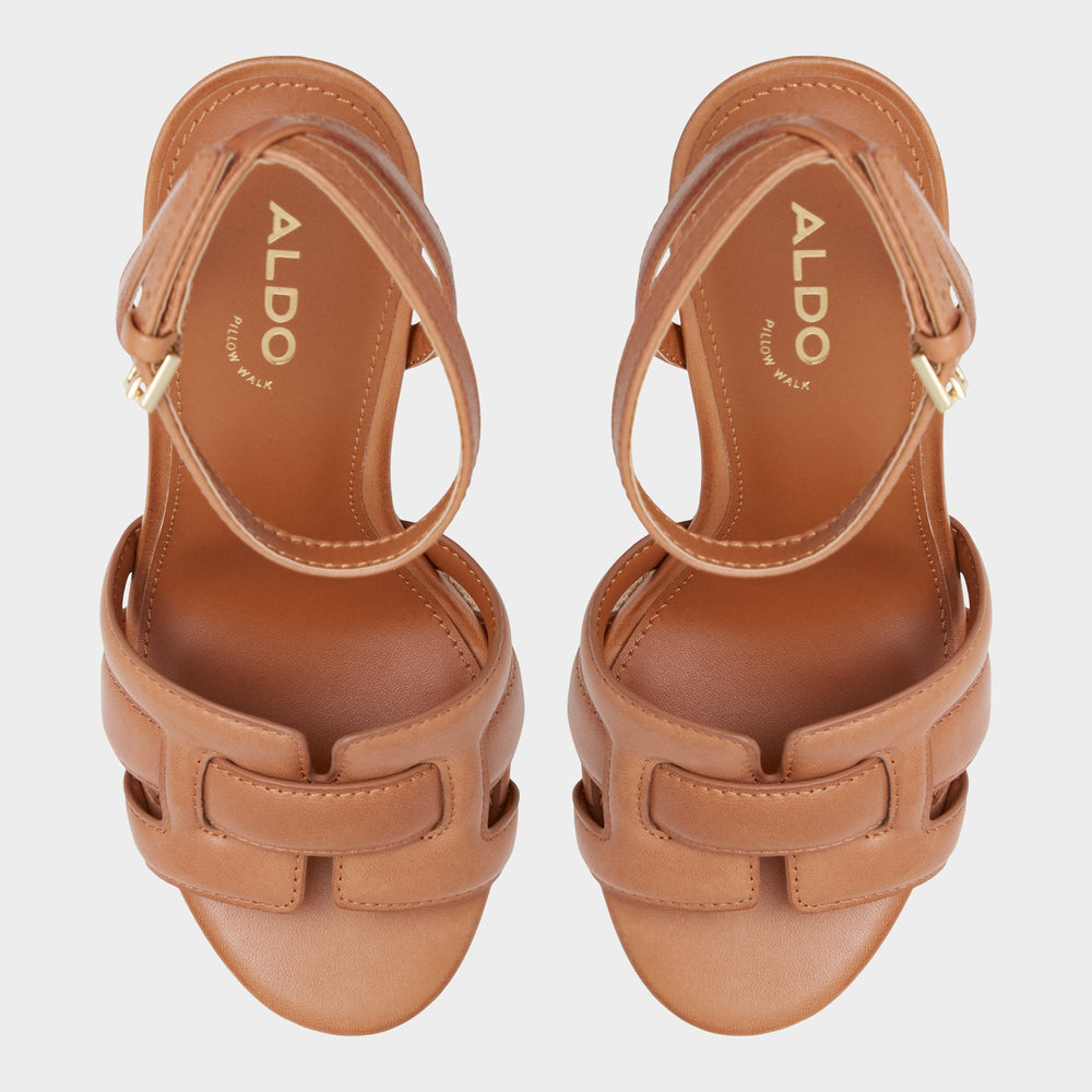 Aldo Valaberel Medium Brown Women's Platform sandals - Strappy heeled sandal, Platform Women
