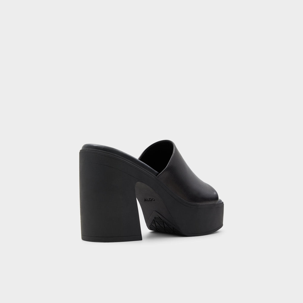Aldo Maysee Other Black Leather Smooth Women's Mule slides - Heeled mule, Platform Women
