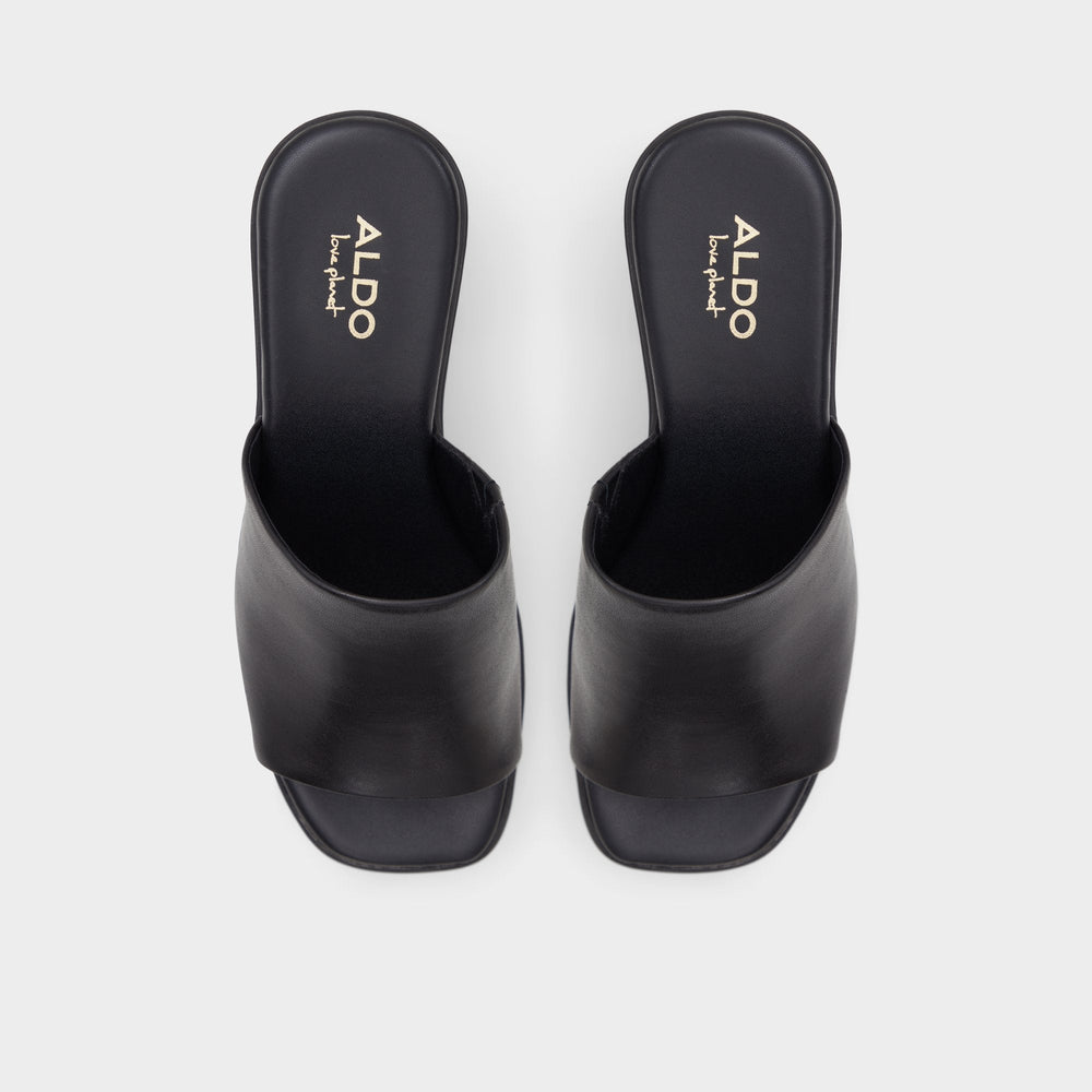 Aldo Maysee Other Black Leather Smooth Women's Mule slides - Heeled mule, Platform Women