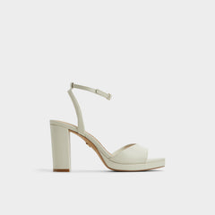 Aldo Gracious White/Bone Women's Block heels - Strappy heeled sandal, Block heel Women