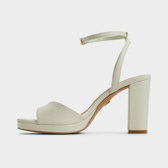 Aldo Gracious White/Bone Women's Block heels - Strappy heeled sandal, Block heel Women