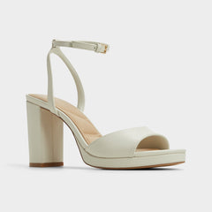 Aldo Gracious White/Bone Women's Block heels - Strappy heeled sandal, Block heel Women