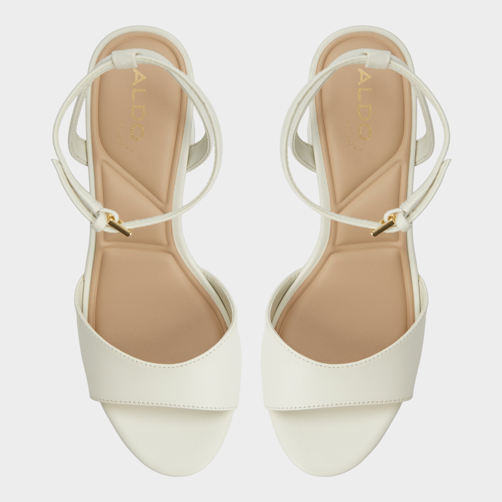 Aldo Gracious White/Bone Women's Block heels - Strappy heeled sandal, Block heel Women