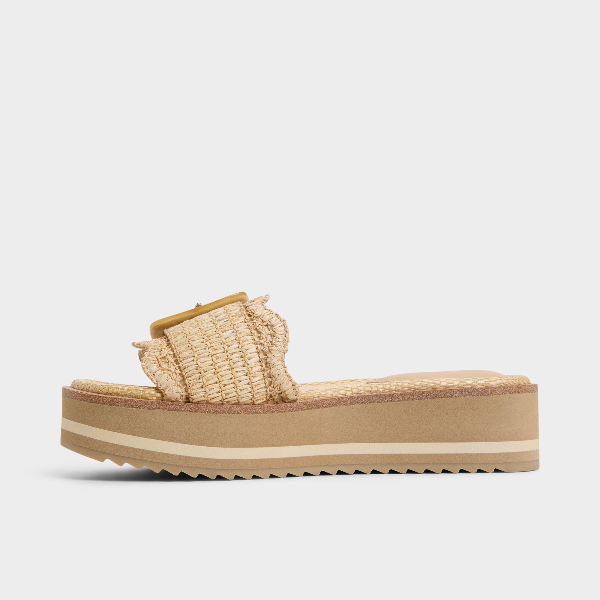 Aldo Wavynelly Light Beige Women's Flats - Slide sandal, Platform Women