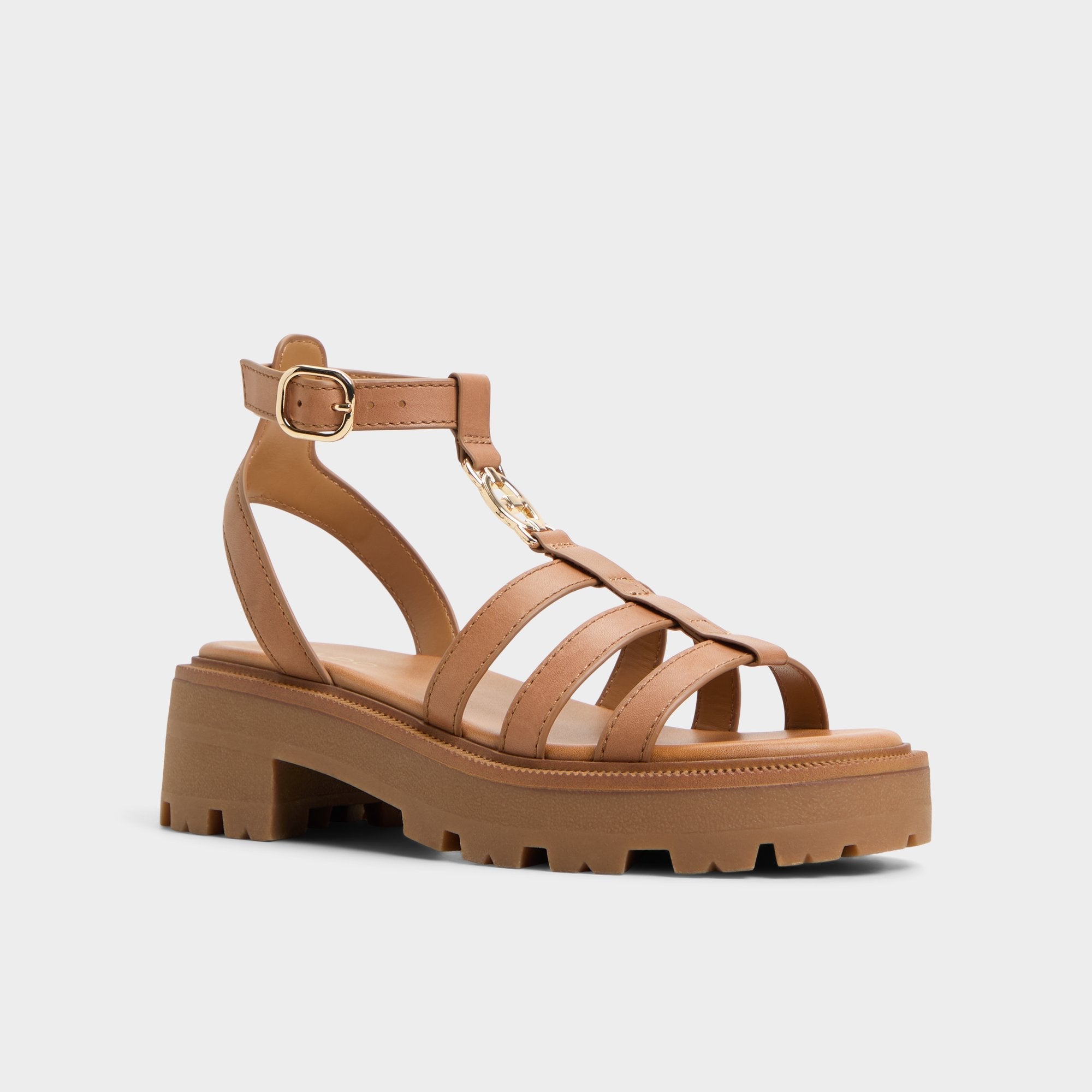 Aldo Lamington Medium Brown Women's Strappy sandals - Gladiator sandal, Lug sole Women